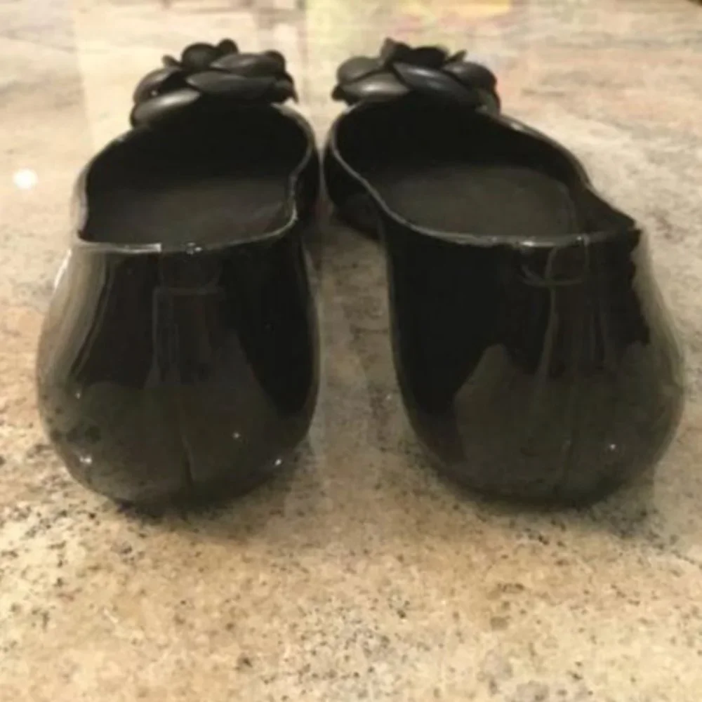 Kate Spade Jade Flower Black Jelly Ballet Flats
